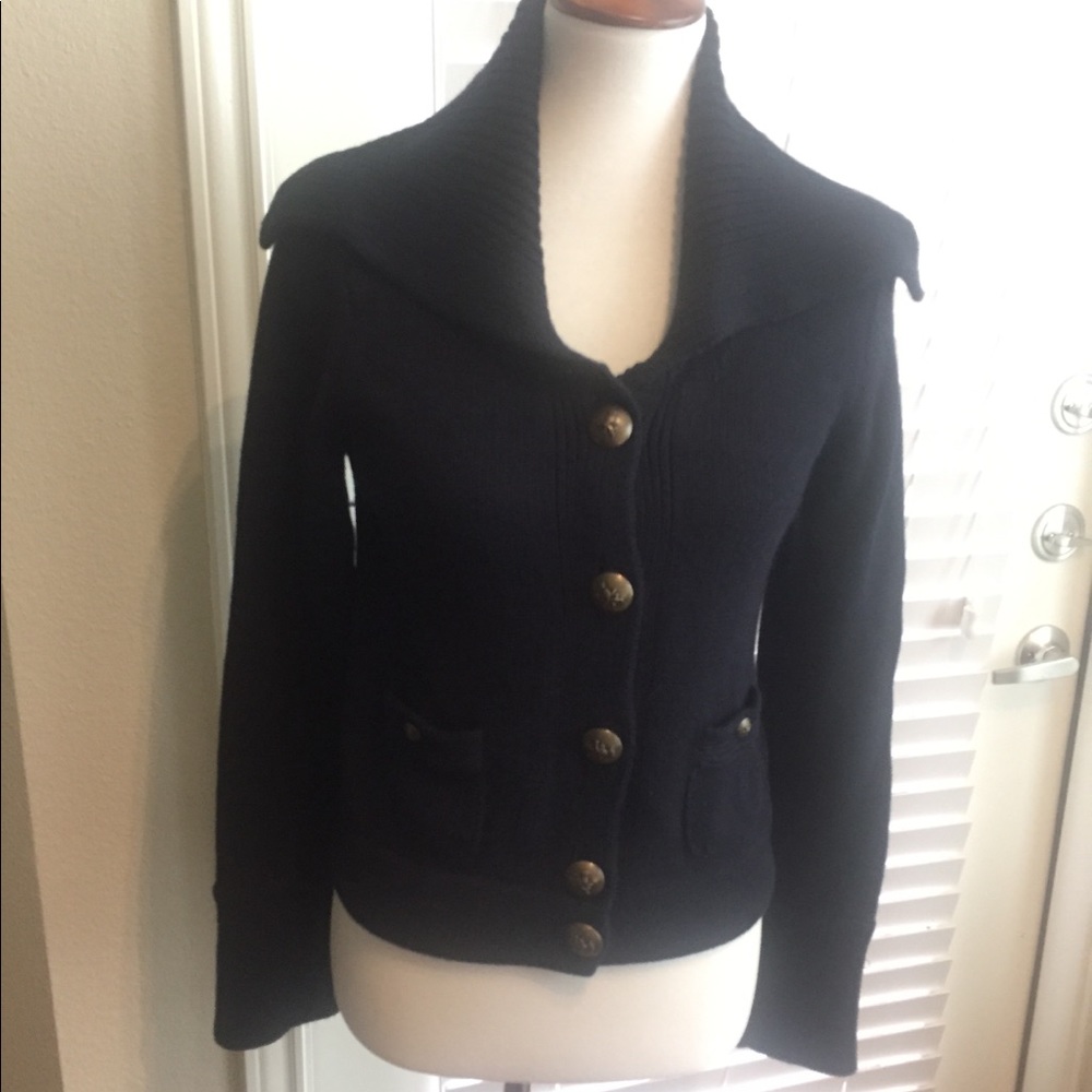 J.Crew Navy Sailor Sweater with Bronze Buttons (M)